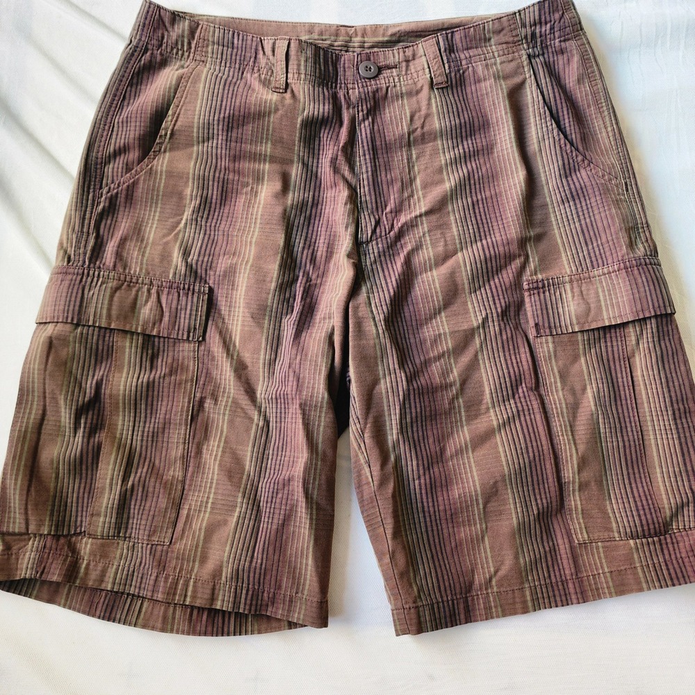 Patagonia Cargo Shorts Mens 32 Brown Striped Excellent Organic Cotton Gorpcore